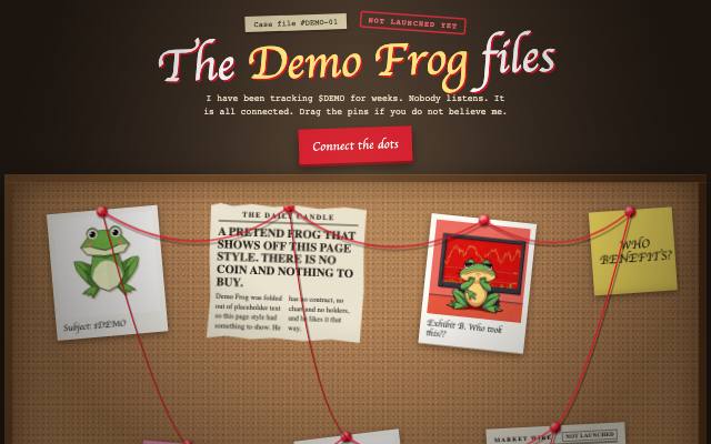 Screenshot of the Conspiracy Board demo page