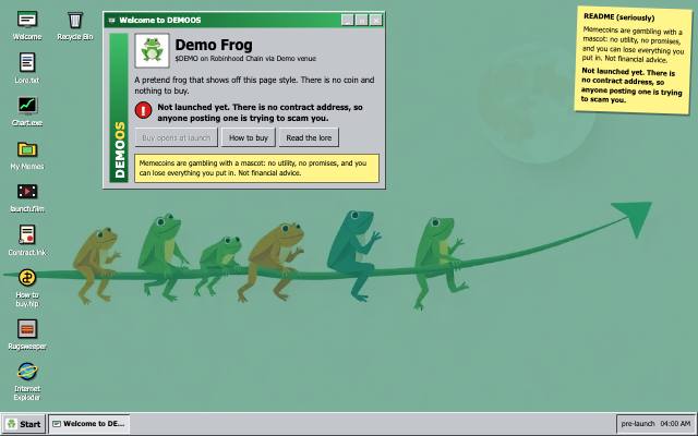 Screenshot of the Meme OS demo page