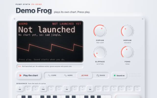Screenshot of the Pump Synth demo page