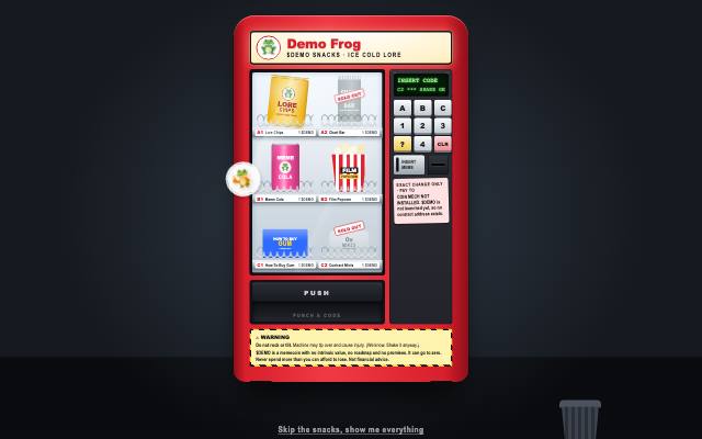 Screenshot of the Vending Machine demo page